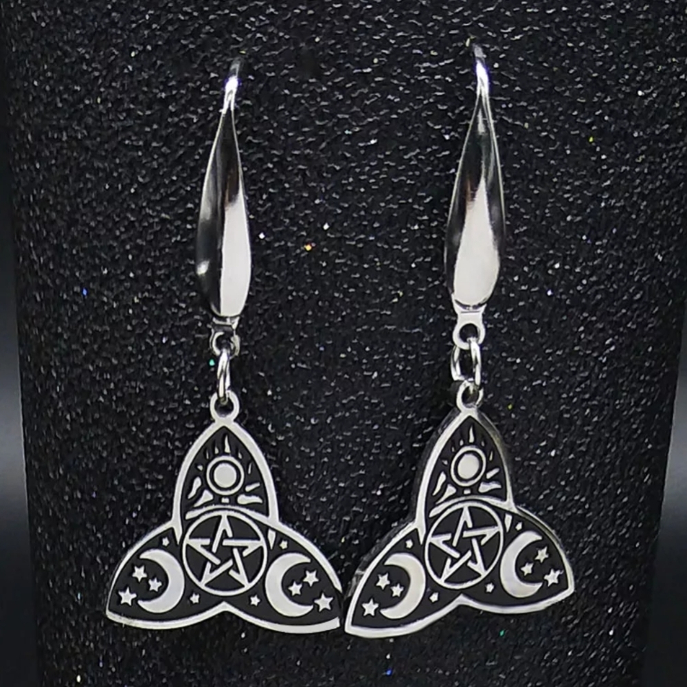 Stainless Steel Witchcraft Earrings Crescent Moons